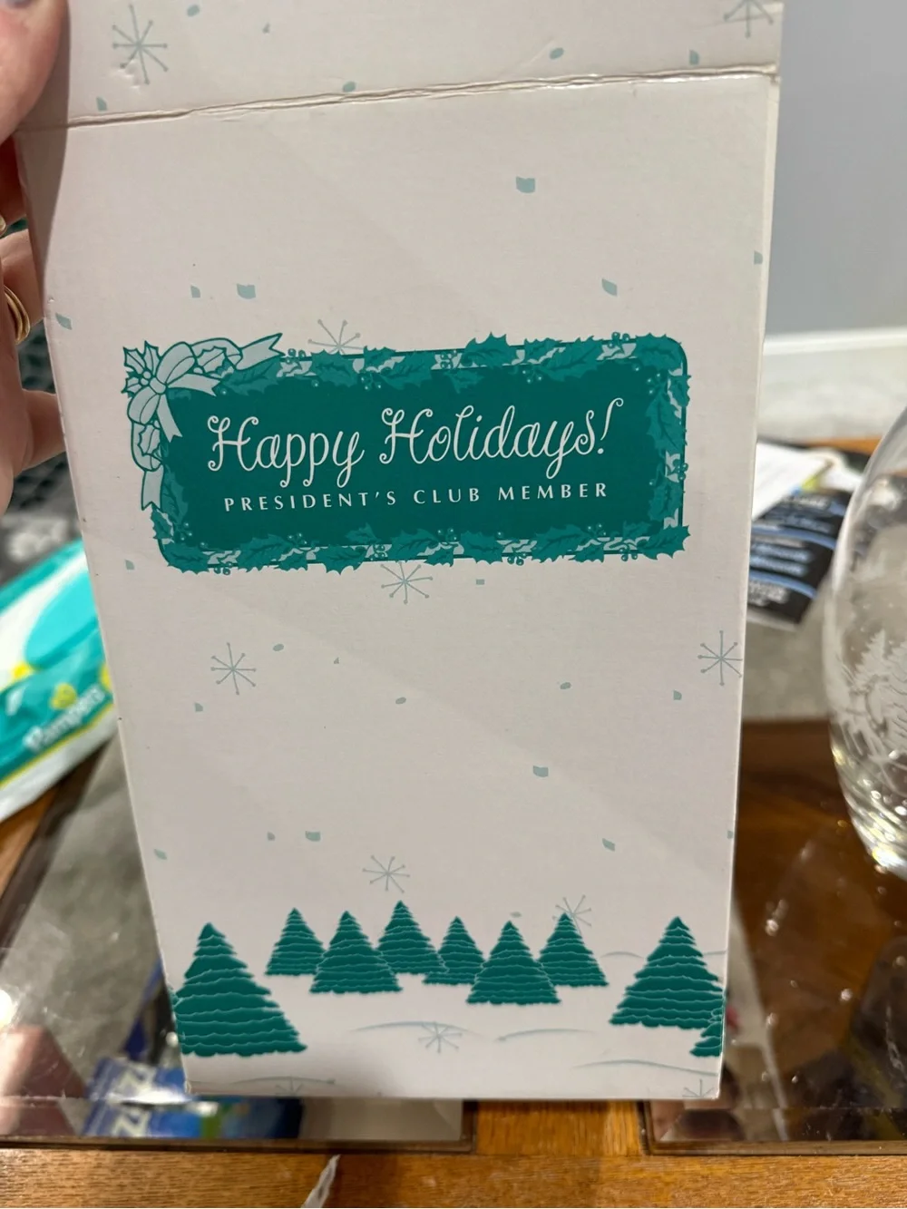 Clear Glass Vase with Frosted Christmas Scene 1998 Avon